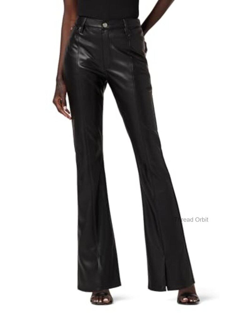 High Rise Bootcut Jeans Non-Stretch PU Women's Pants